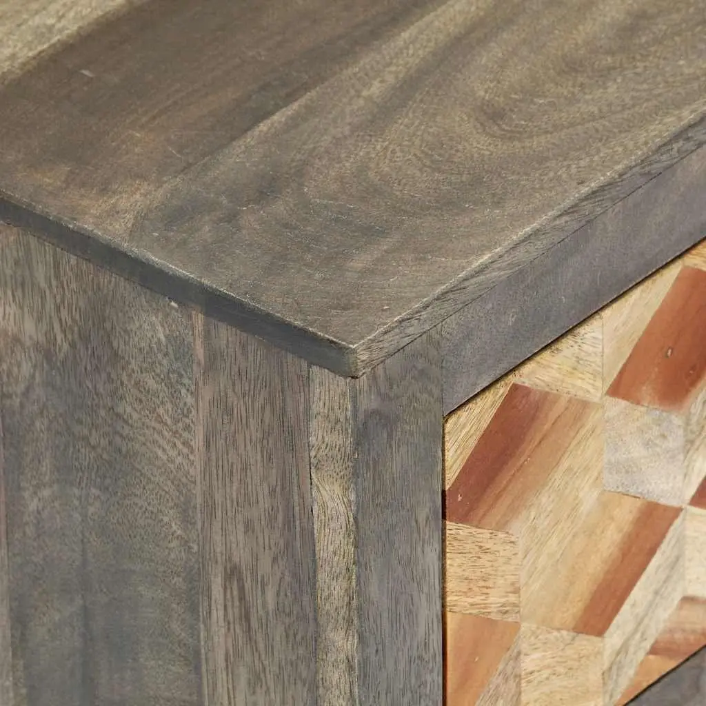 Grey Bedside Cabinet 40x30x50 cm Solid Mango Wood