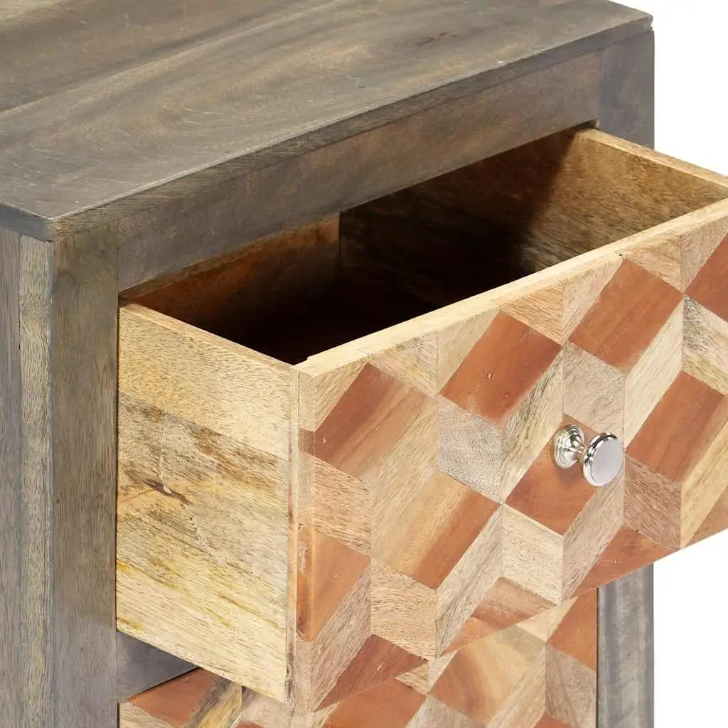 Grey Bedside Cabinet 40x30x50 cm Solid Mango Wood