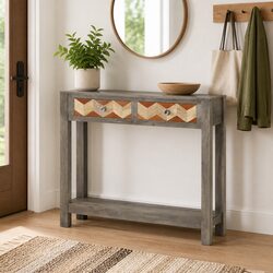 Elegant Grey Console Table with Storage 86x30x76cm