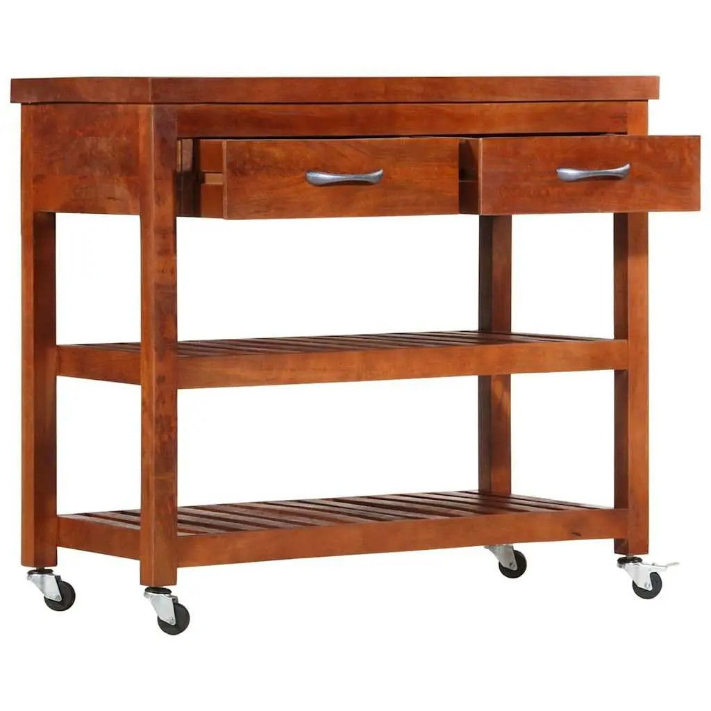 Kitchen Trolley Vintage Solid Acacia Wood 100x48x89cm Brown Storage Cart