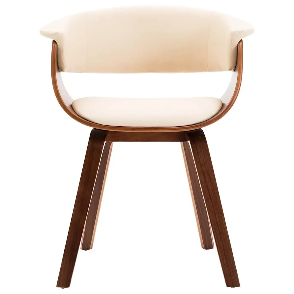 Dining Chair Bentwood Frame Faux Leather Upholstered Cream for Kitchen and Casual Living Spaces