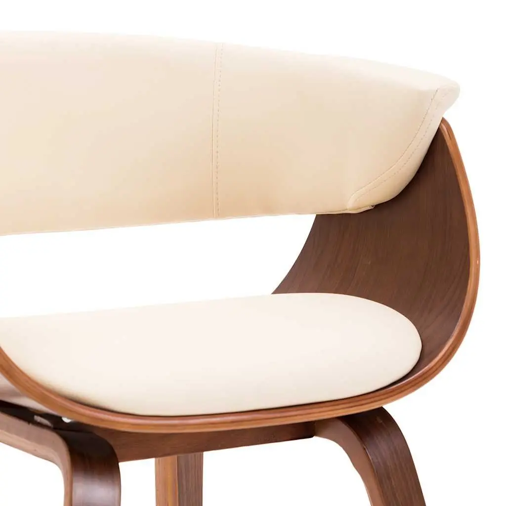 Dining Chair Bentwood Frame Faux Leather Upholstered Cream for Kitchen and Casual Living Spaces