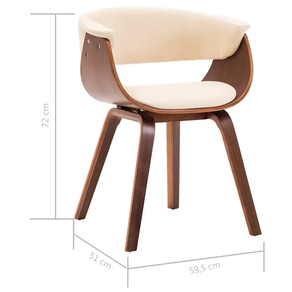 Dining Chair Bentwood Frame Faux Leather Upholstered Cream for Kitchen and Casual Living Spaces