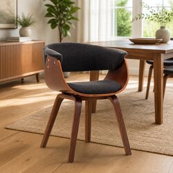 Ergonomic Grey Dining Chair with Bent Wood Frame
