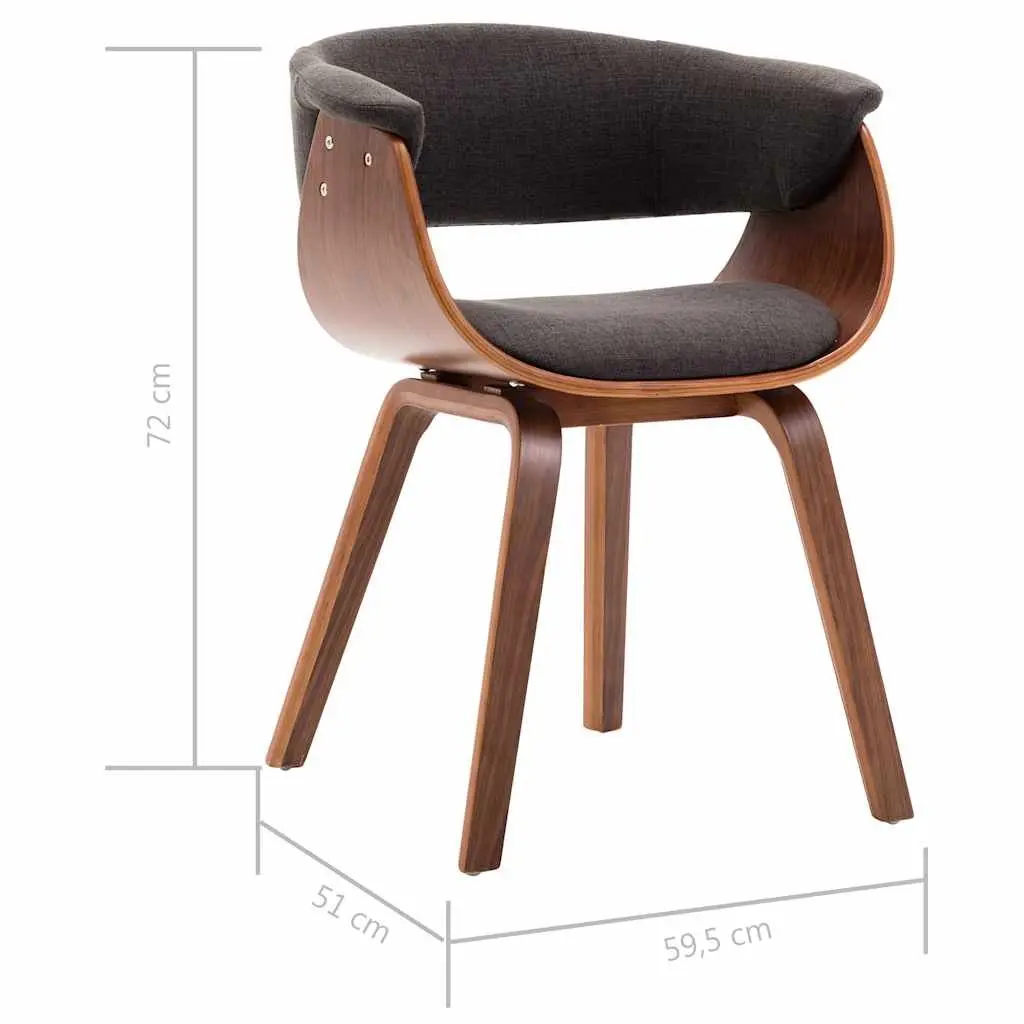 Ergonomic Grey Dining Chair with Bent Wood Frame