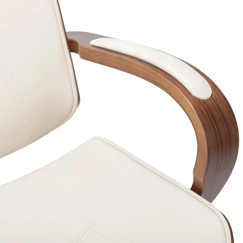 Swivel Office Chair Cream Faux Leather Adjustable Height Bentwood Frame