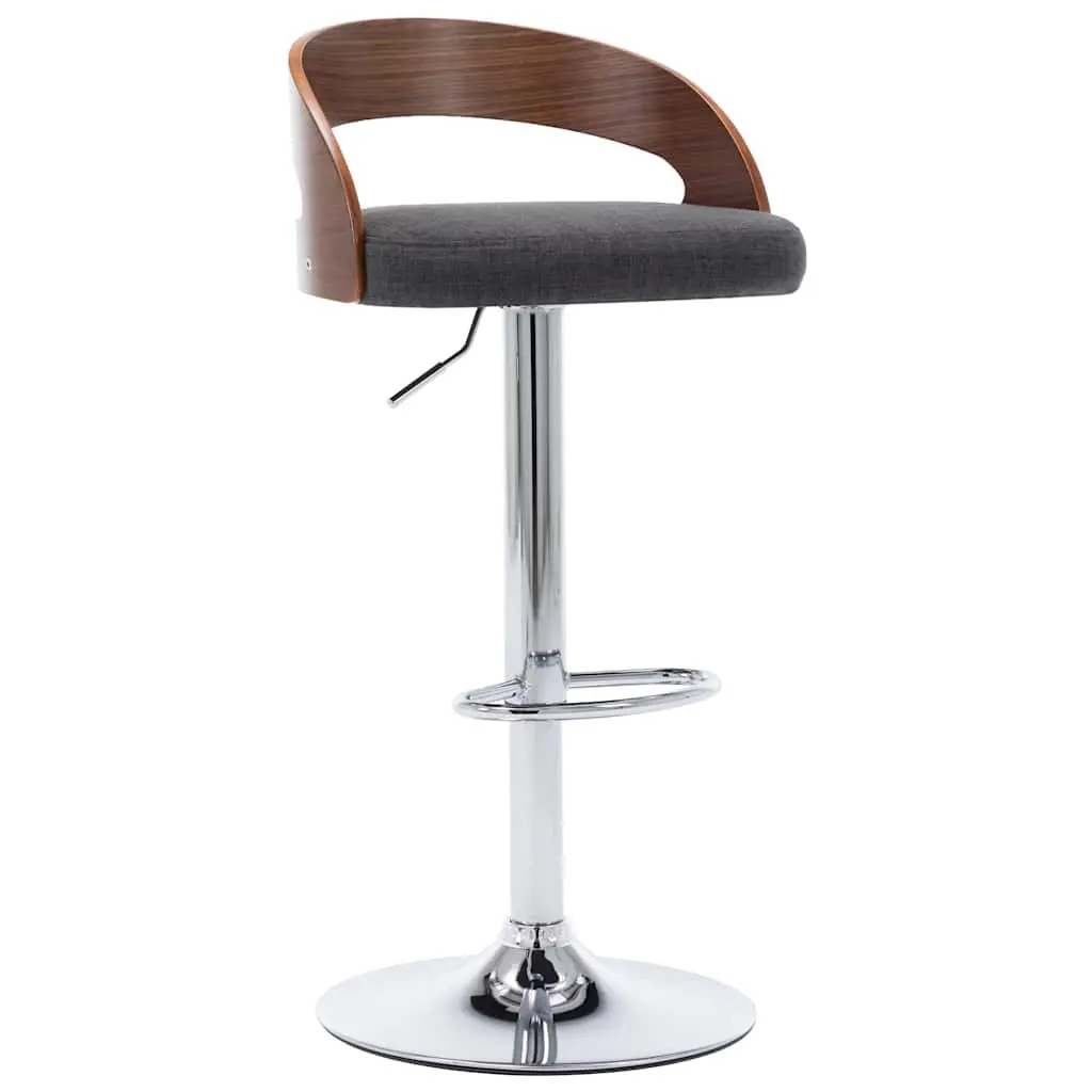Set of 2 Height Adjustable Bar Stools in Grey Fabric