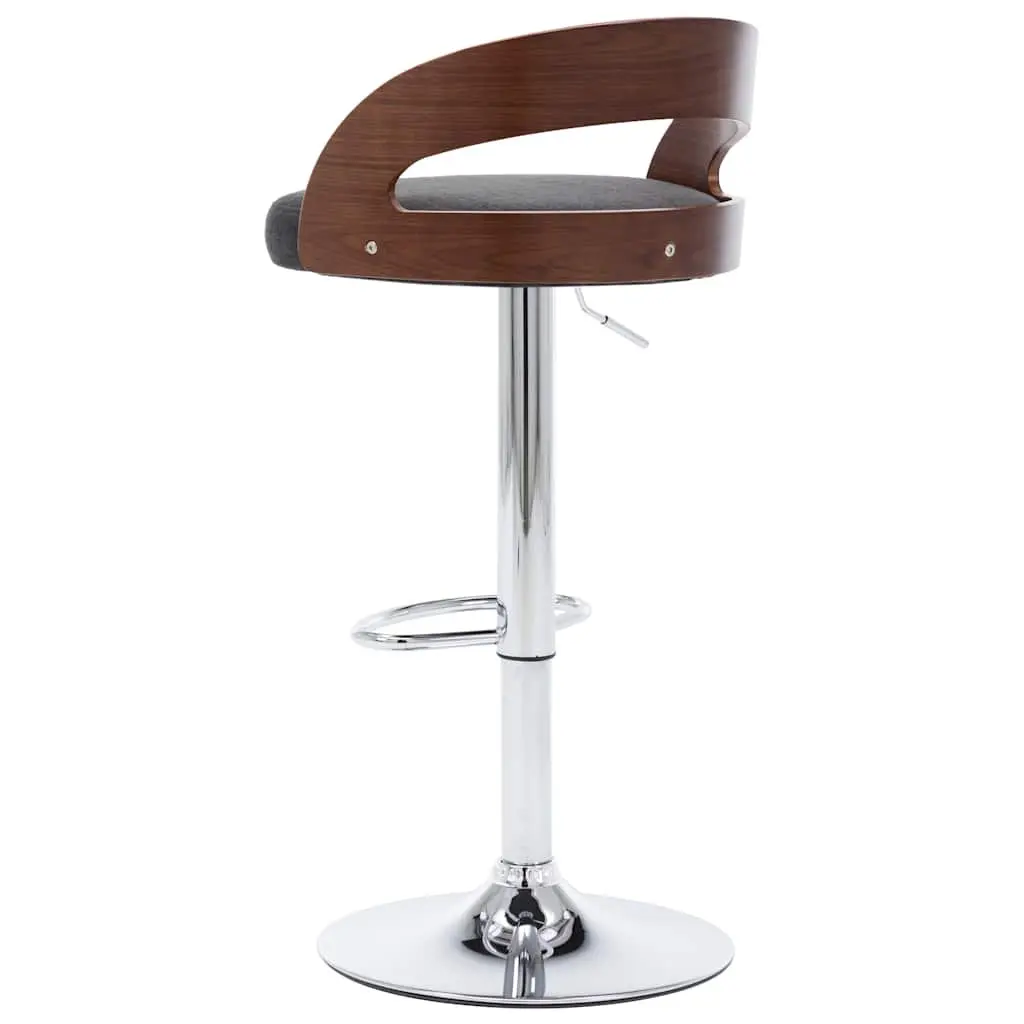 Set of 2 Height Adjustable Bar Stools in Grey Fabric
