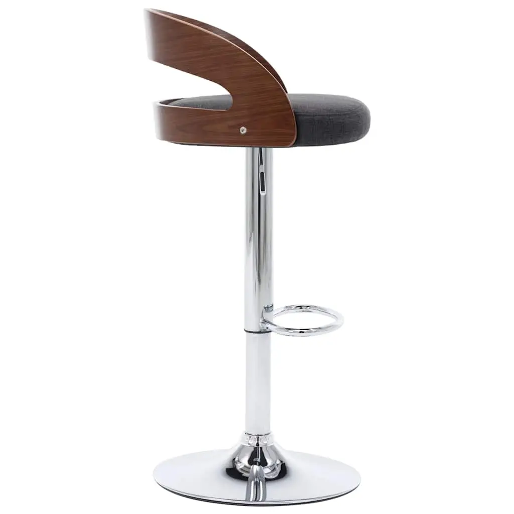 Set of 2 Height Adjustable Bar Stools in Grey Fabric