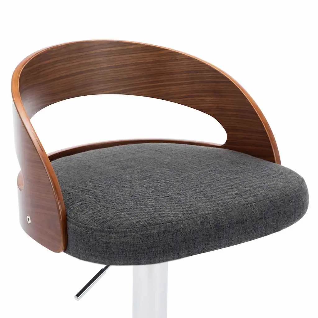 Set of 2 Height Adjustable Bar Stools in Grey Fabric