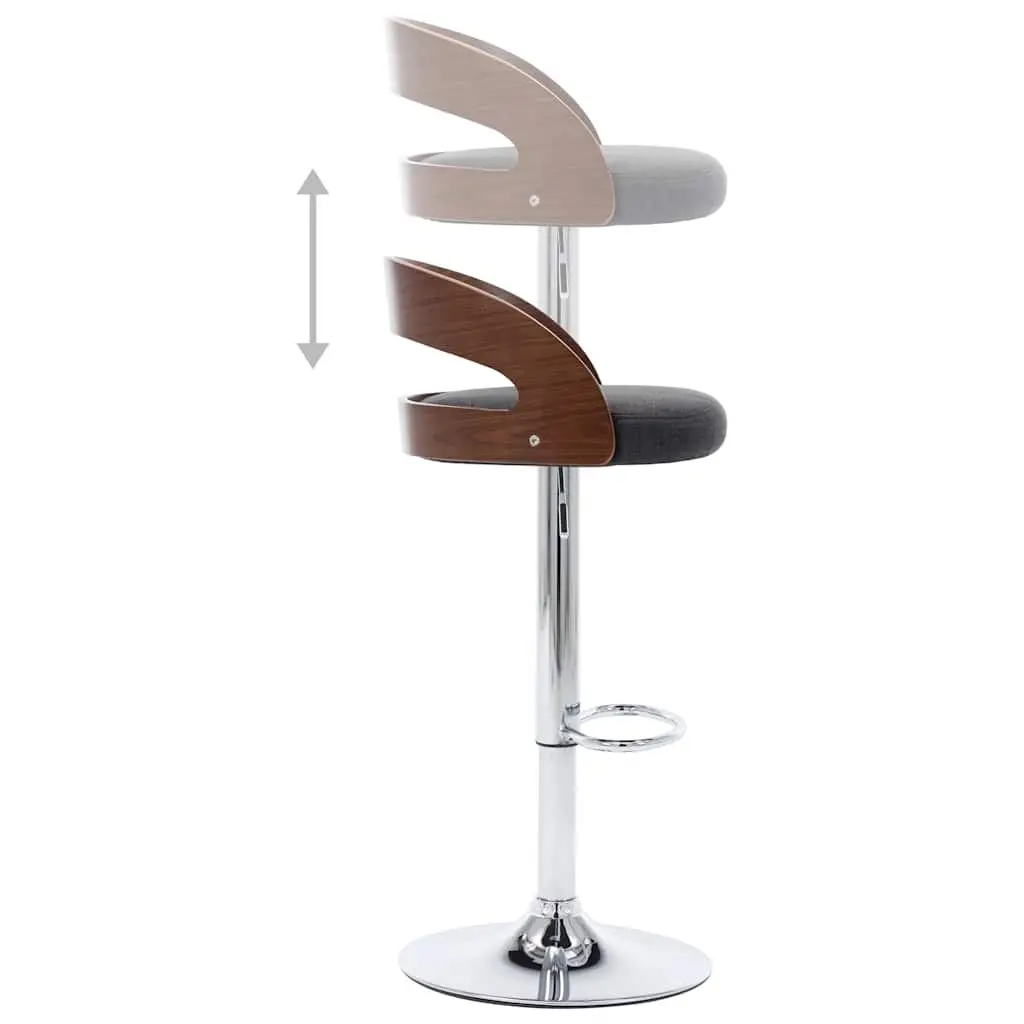 Set of 2 Height Adjustable Bar Stools in Grey Fabric