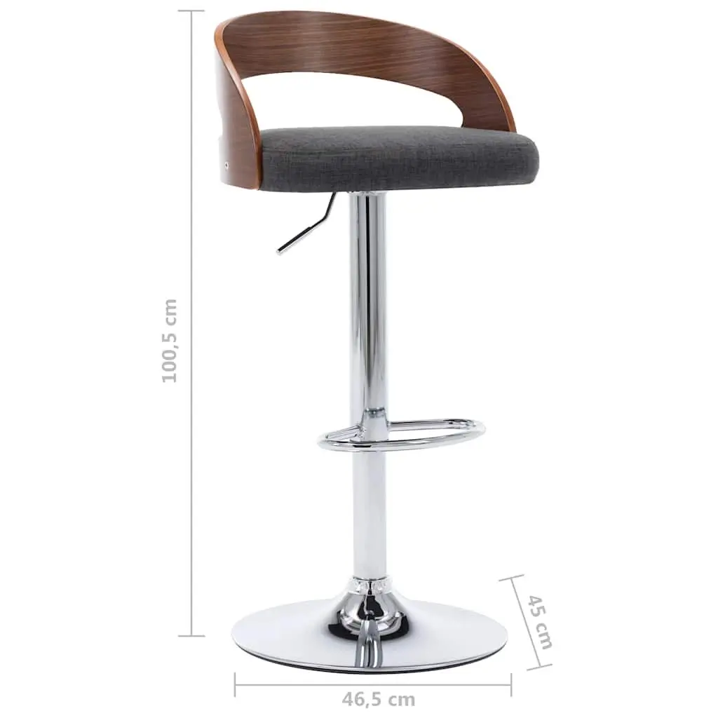 Set of 2 Height Adjustable Bar Stools in Grey Fabric