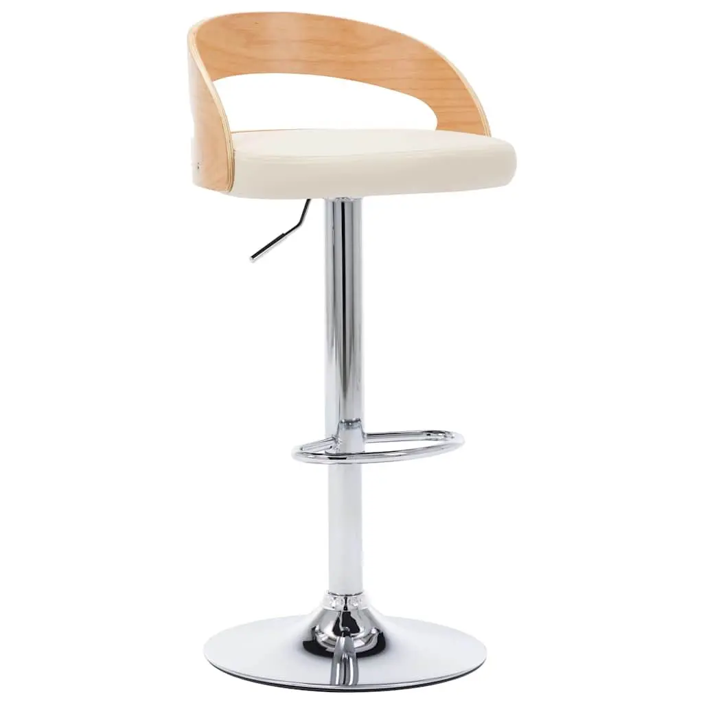 Bar Stools Cream Faux Leather Adjustable Height Bentwood Frame