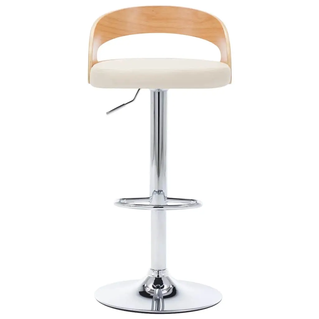 Bar Stools Cream Faux Leather Adjustable Height Bentwood Frame