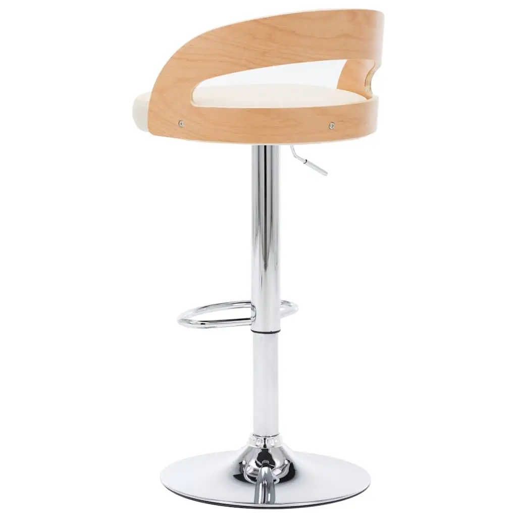Bar Stools Cream Faux Leather Adjustable Height Bentwood Frame