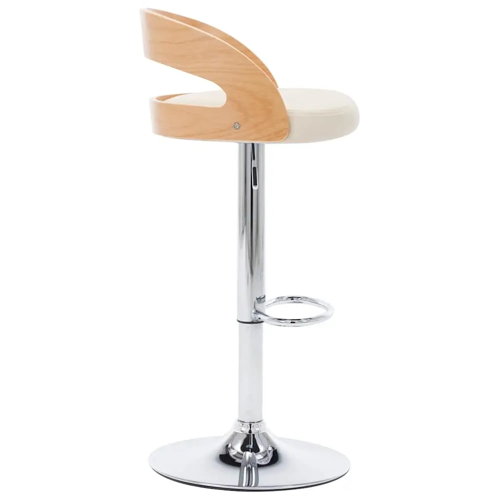 Bar Stools Cream Faux Leather Adjustable Height Bentwood Frame