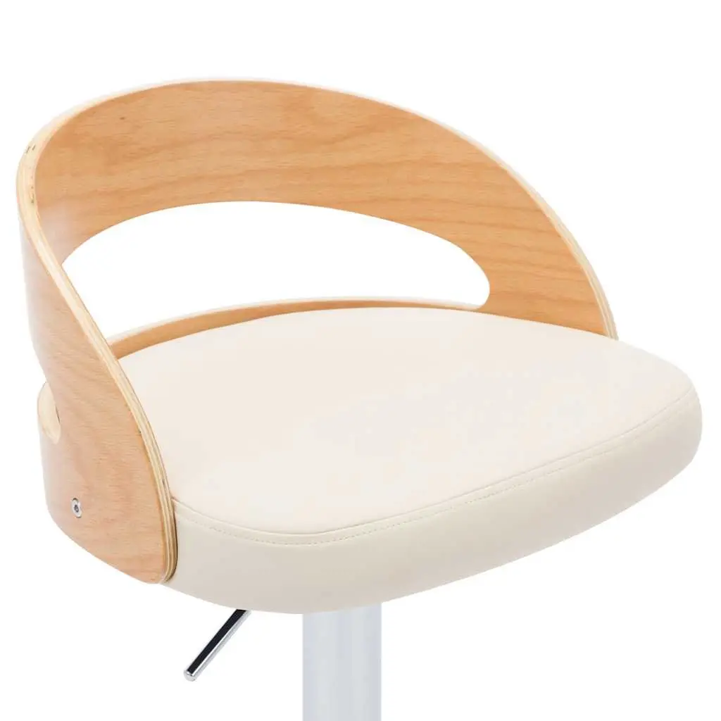 Bar Stools Cream Faux Leather Adjustable Height Bentwood Frame
