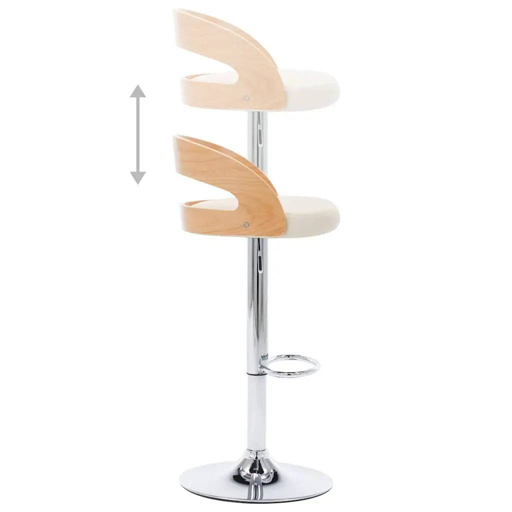 Bar Stools Cream Faux Leather Adjustable Height Bentwood Frame