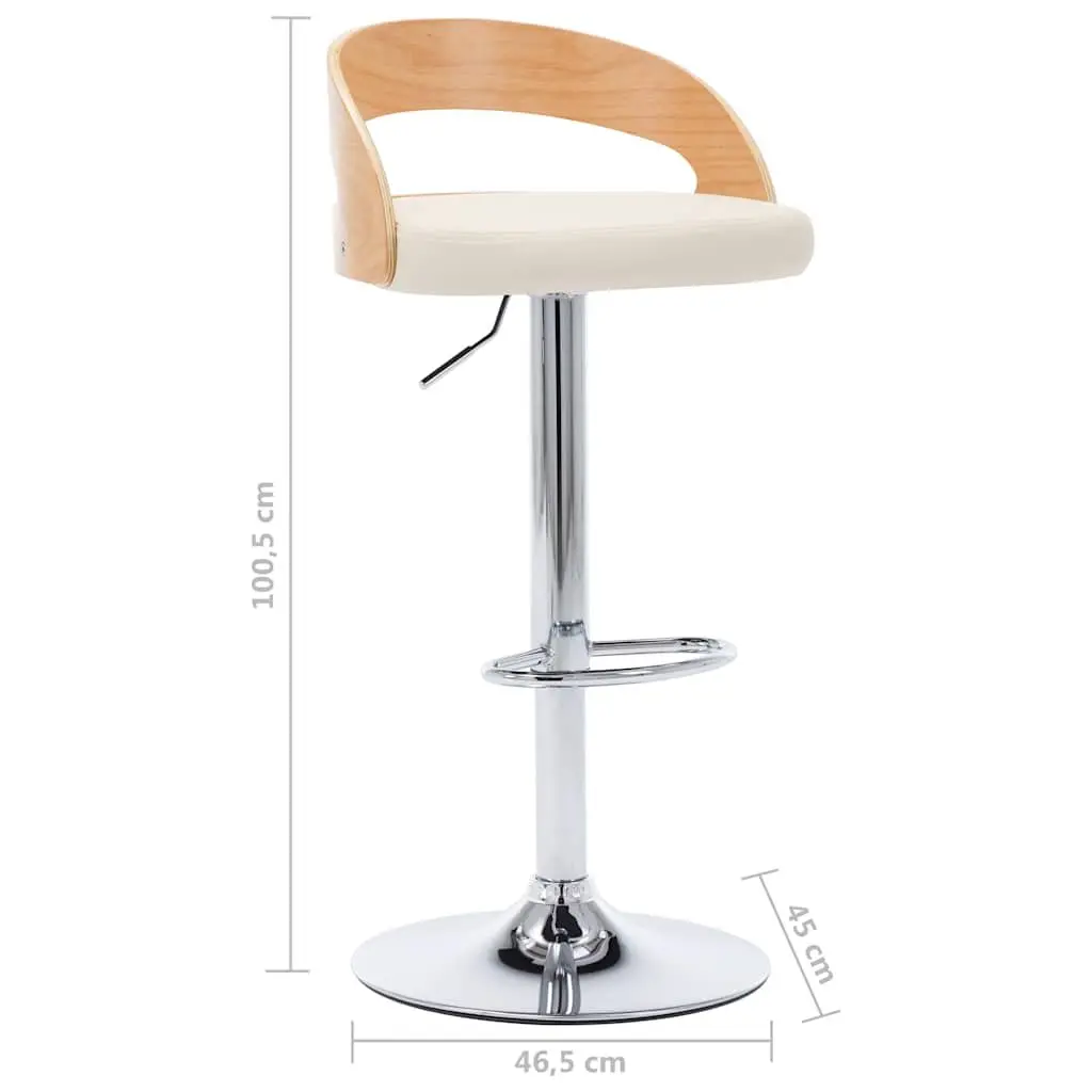 Bar Stools Cream Faux Leather Adjustable Height Bentwood Frame