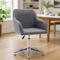 Elegant Grey Fabric Swivel Dining Chair for Home & Office