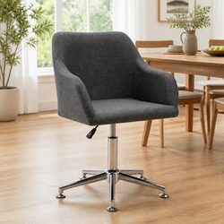 Comfortable Grey Fabric Swivel Dining Chair