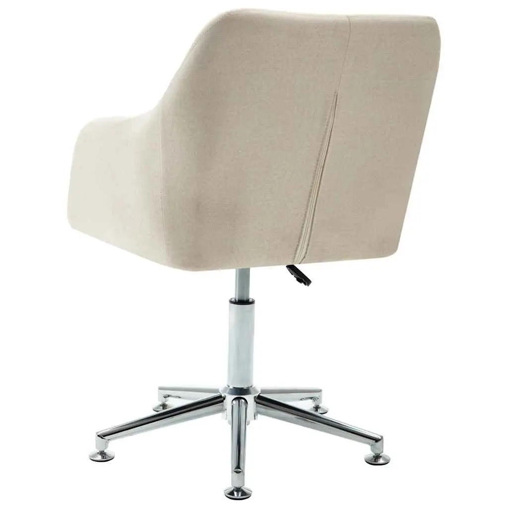 Cream Fabric Ergonomic Swivel Dining Chair