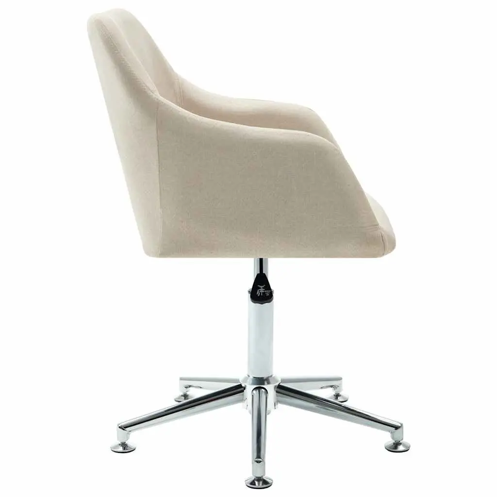 Cream Fabric Ergonomic Swivel Dining Chair