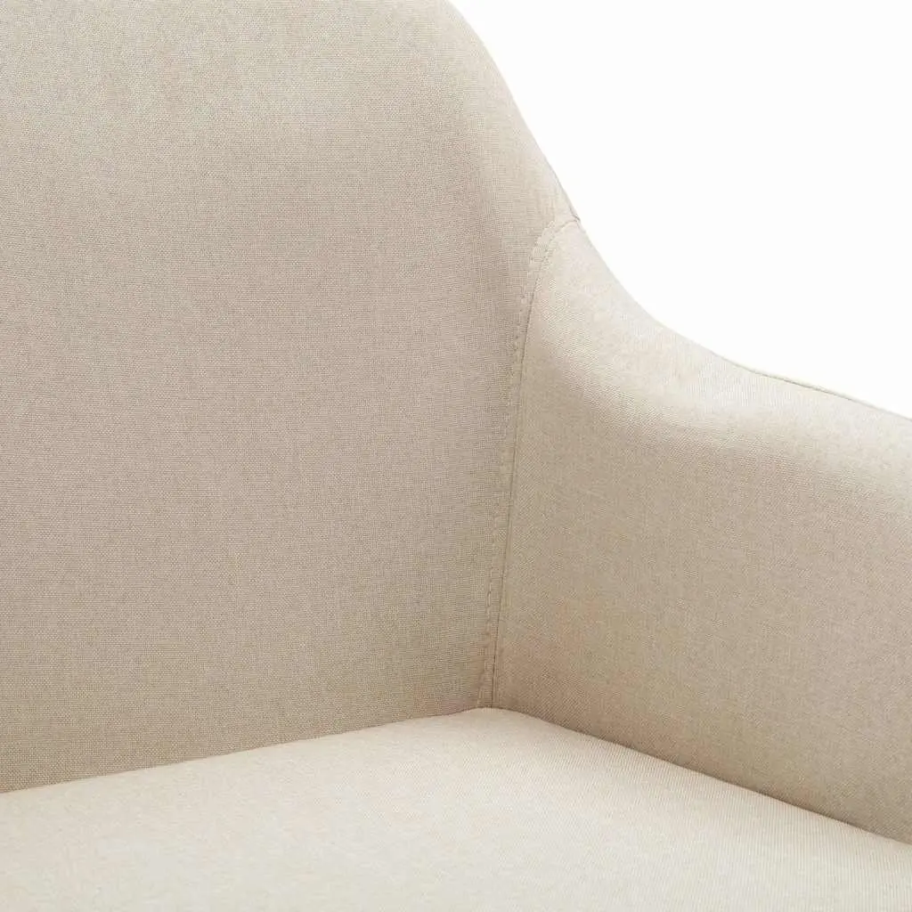Cream Fabric Ergonomic Swivel Dining Chair
