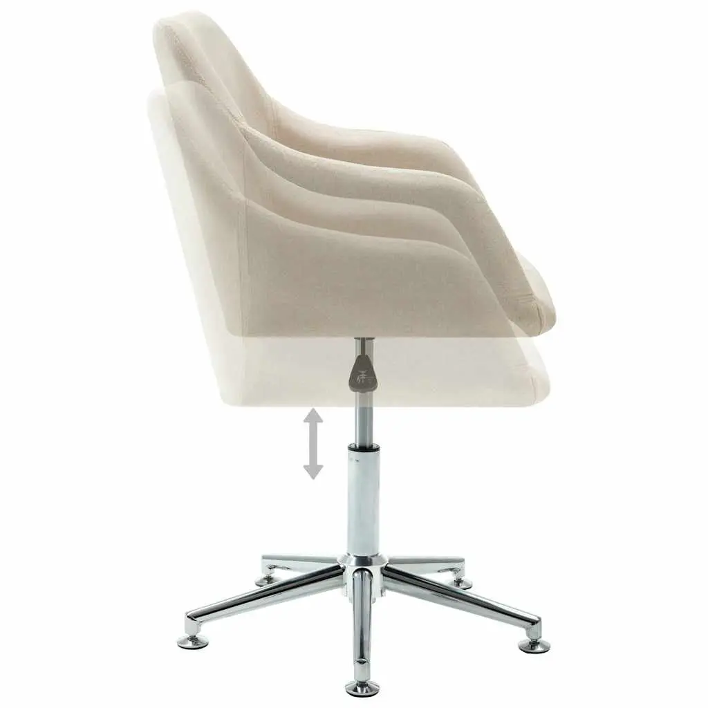 Cream Fabric Ergonomic Swivel Dining Chair