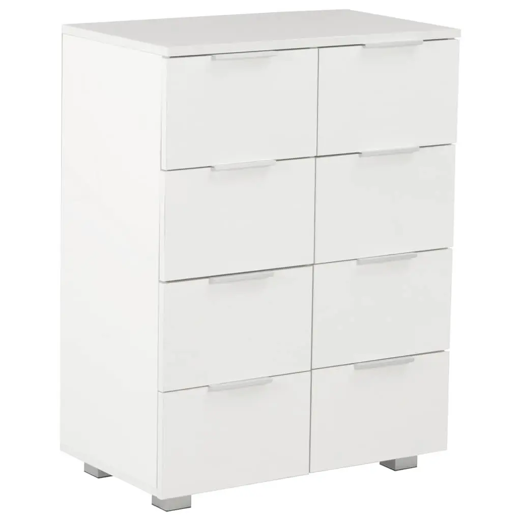 High Gloss White Chest of Drawers 8-Drawer Sideboard Storage Cabinet Bedroom