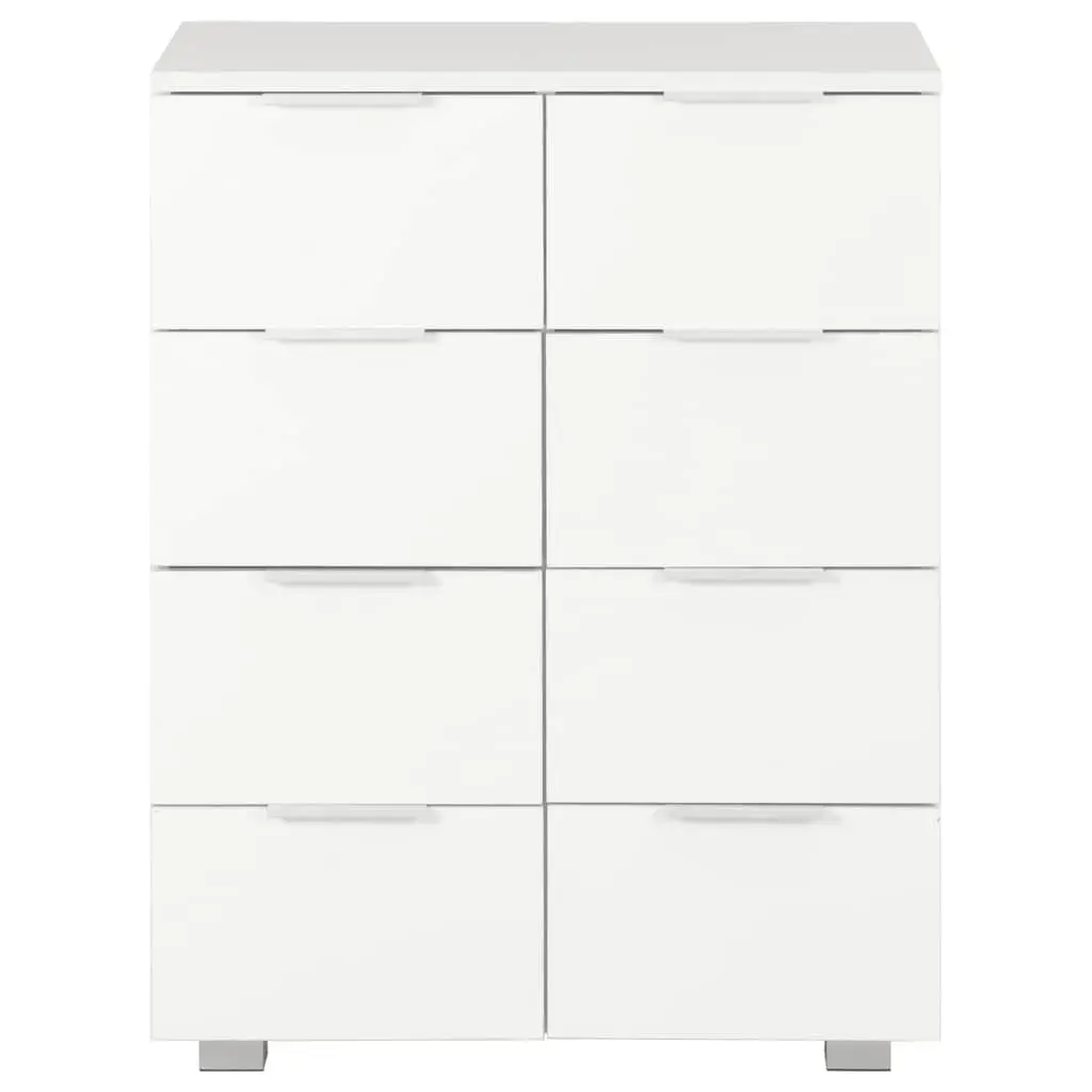 High Gloss White Chest of Drawers 8-Drawer Sideboard Storage Cabinet Bedroom