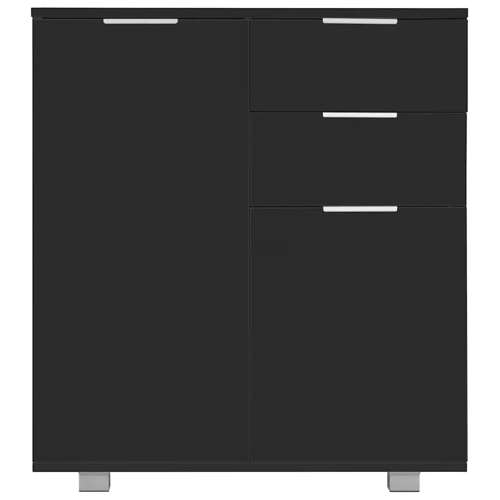 High Gloss Black Sideboard Storage Cabinet with 2 Drawers