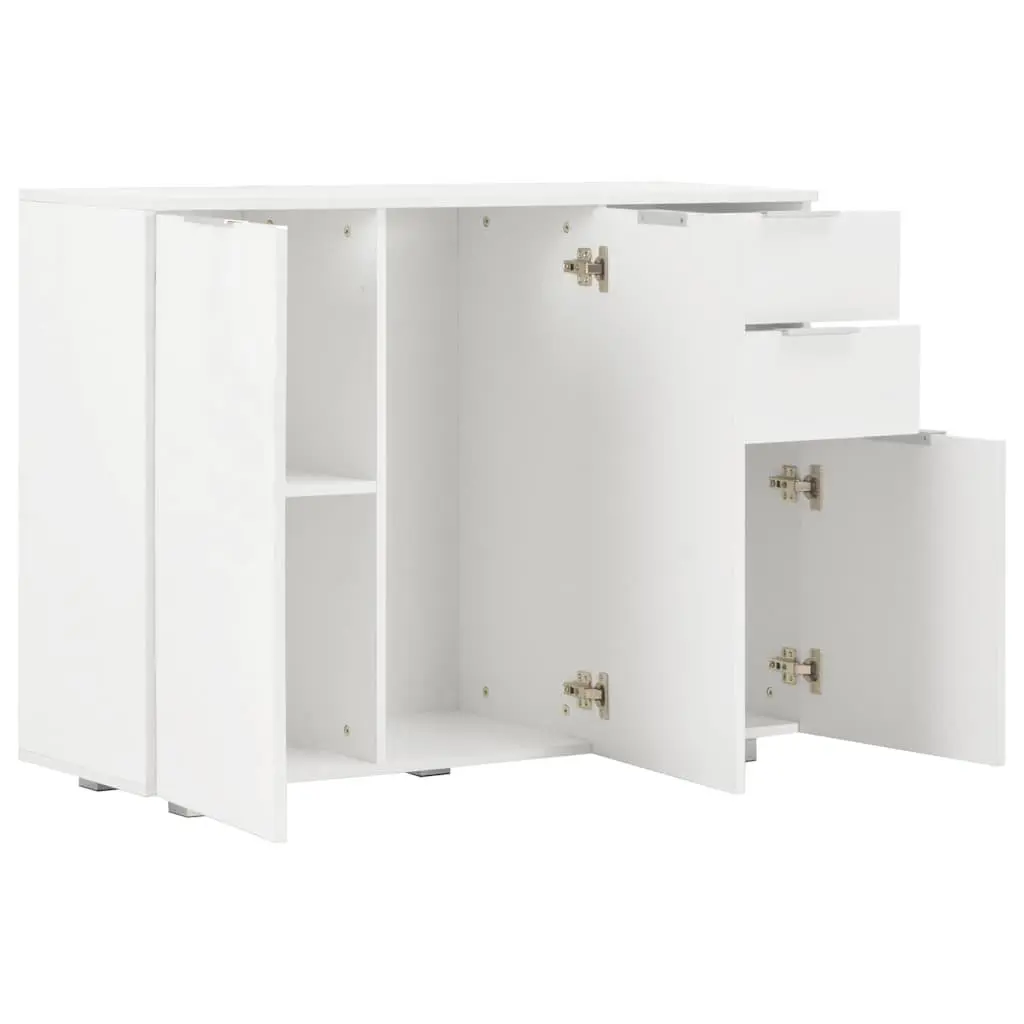 High Gloss White Sideboard with Drawers and Doors