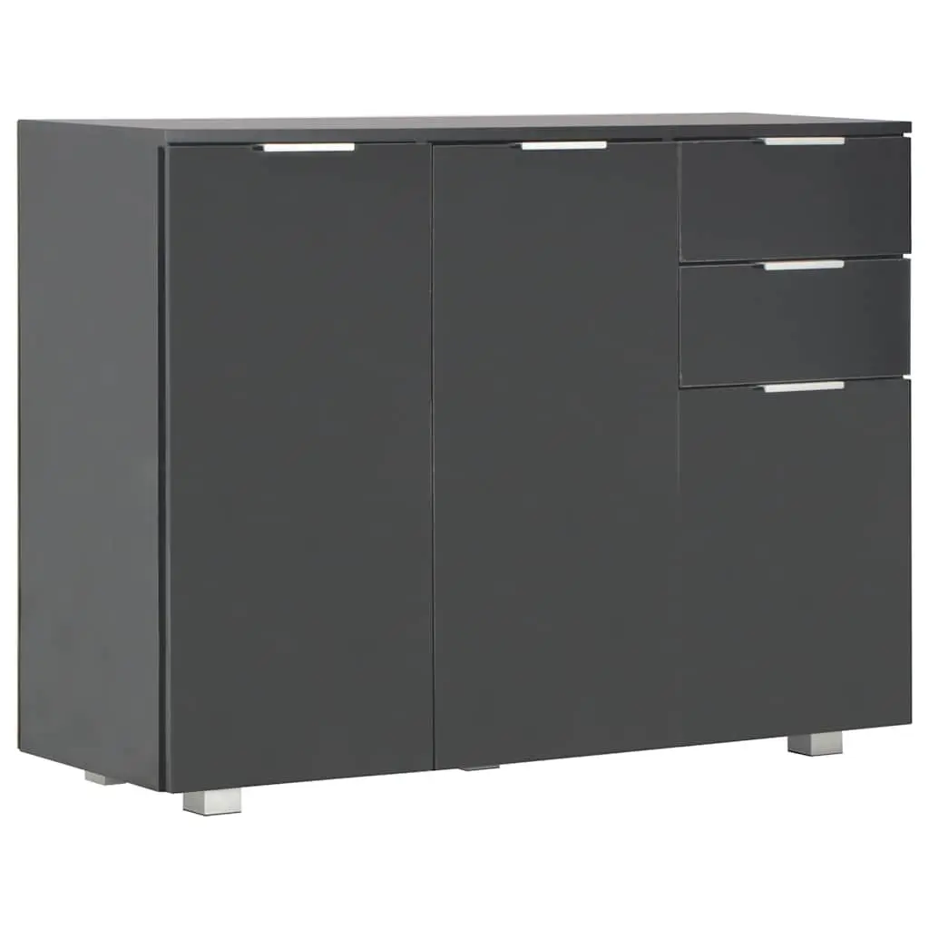 High Gloss Black Sideboard Storage Cabinet 107x35x80.5cm