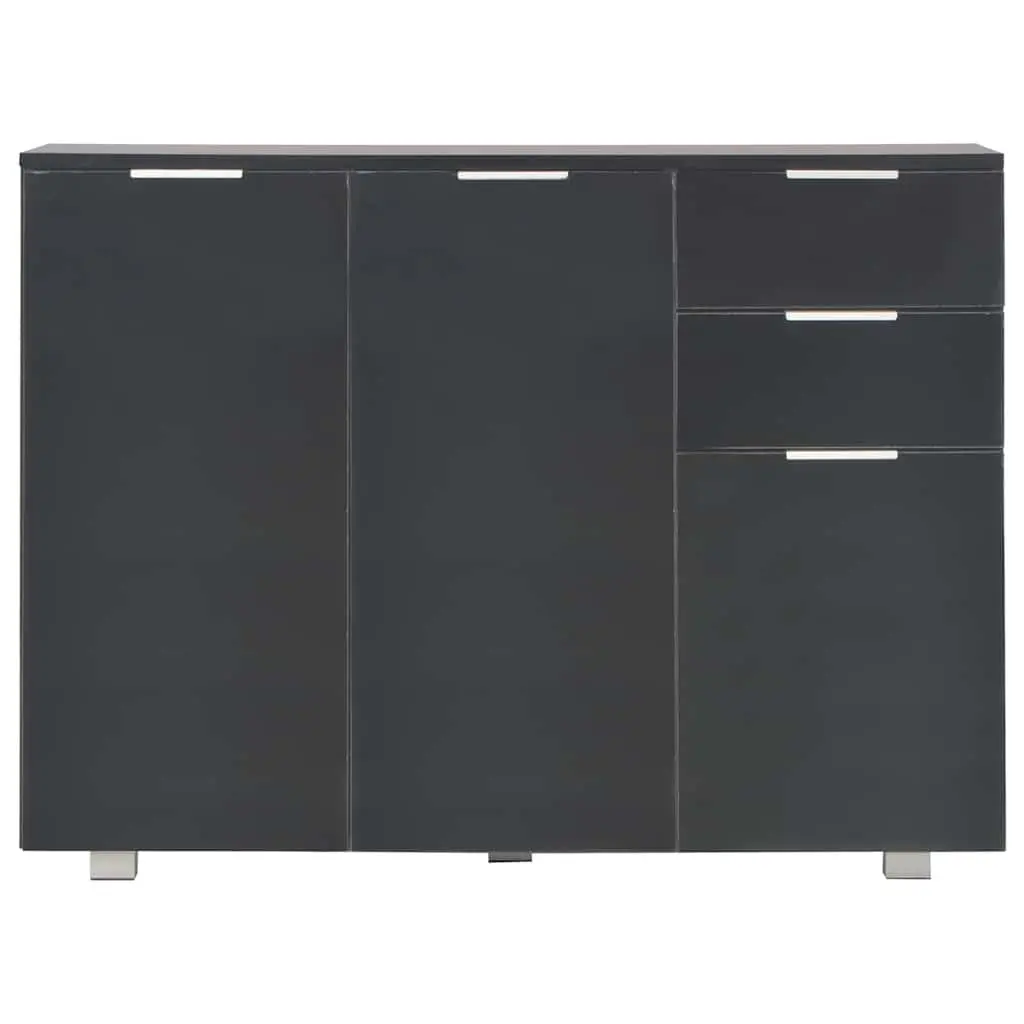 High Gloss Black Sideboard Storage Cabinet 107x35x80.5cm