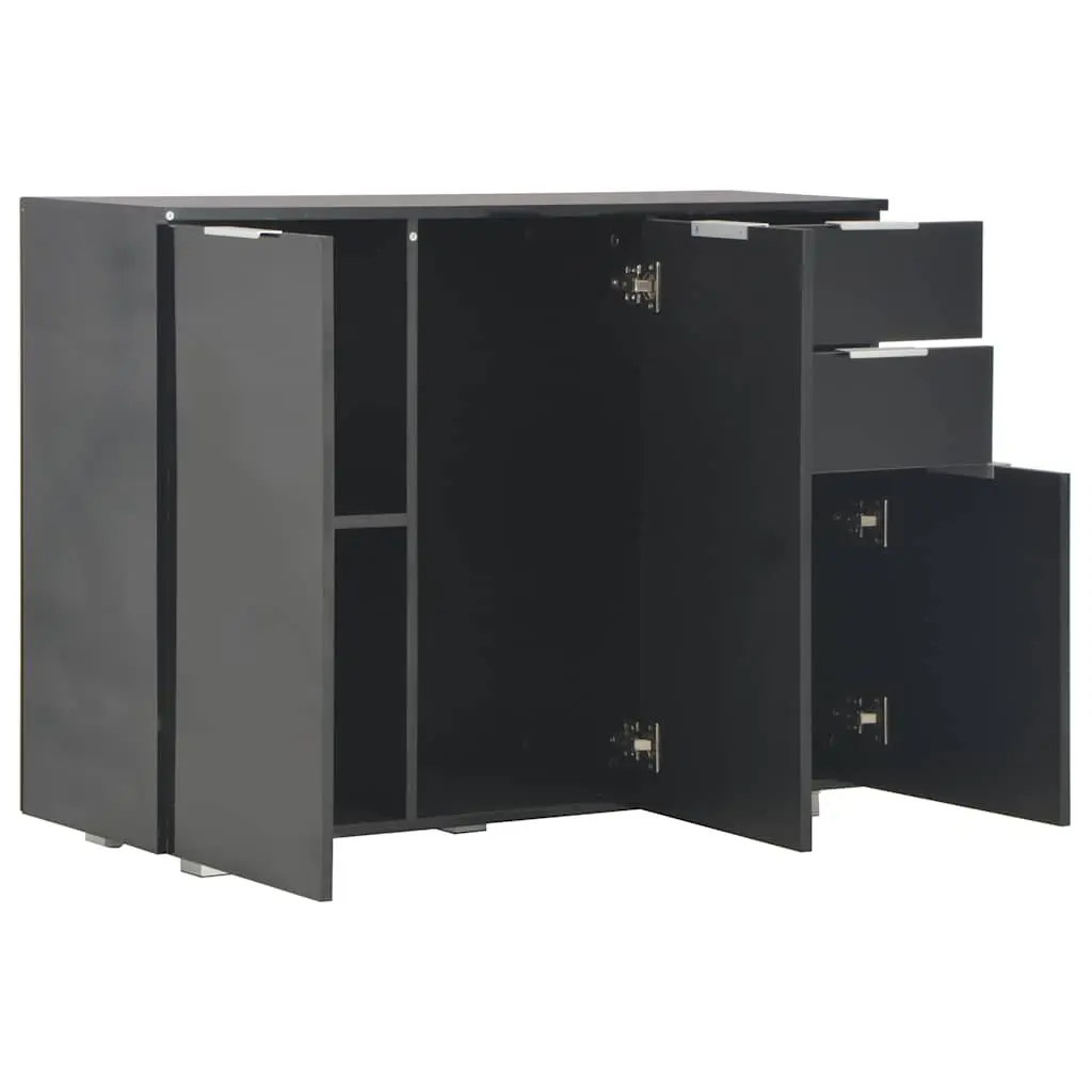 High Gloss Black Sideboard Storage Cabinet 107x35x80.5cm