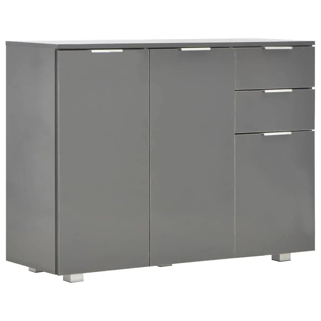 Grey High Gloss Sideboard with Drawers and Doors