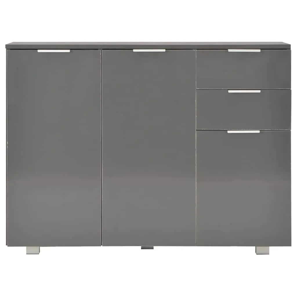 Grey High Gloss Sideboard with Drawers and Doors