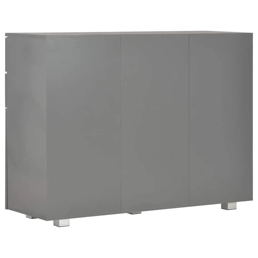 Grey High Gloss Sideboard with Drawers and Doors