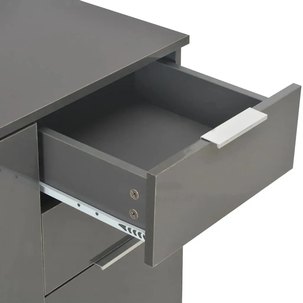 Grey High Gloss Sideboard with Drawers and Doors