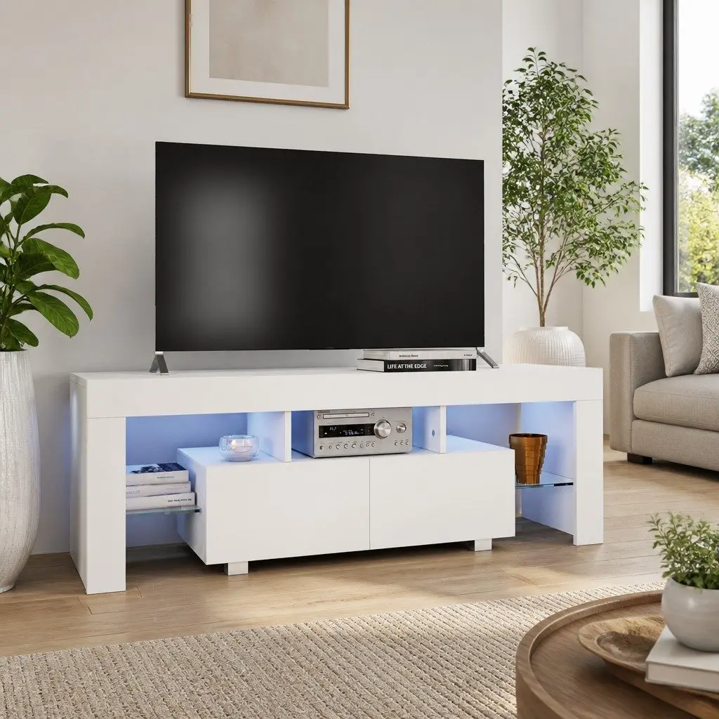 White High Gloss TV Cabinet with LED Lights