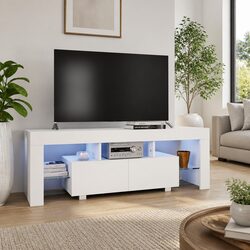 Modern White High Gloss TV Cabinet with LED Lights
