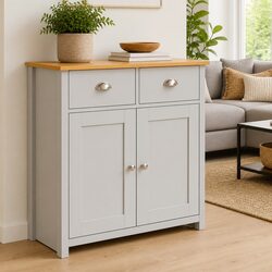 Grey Storage Sideboard Cabinet with Drawers and Doors