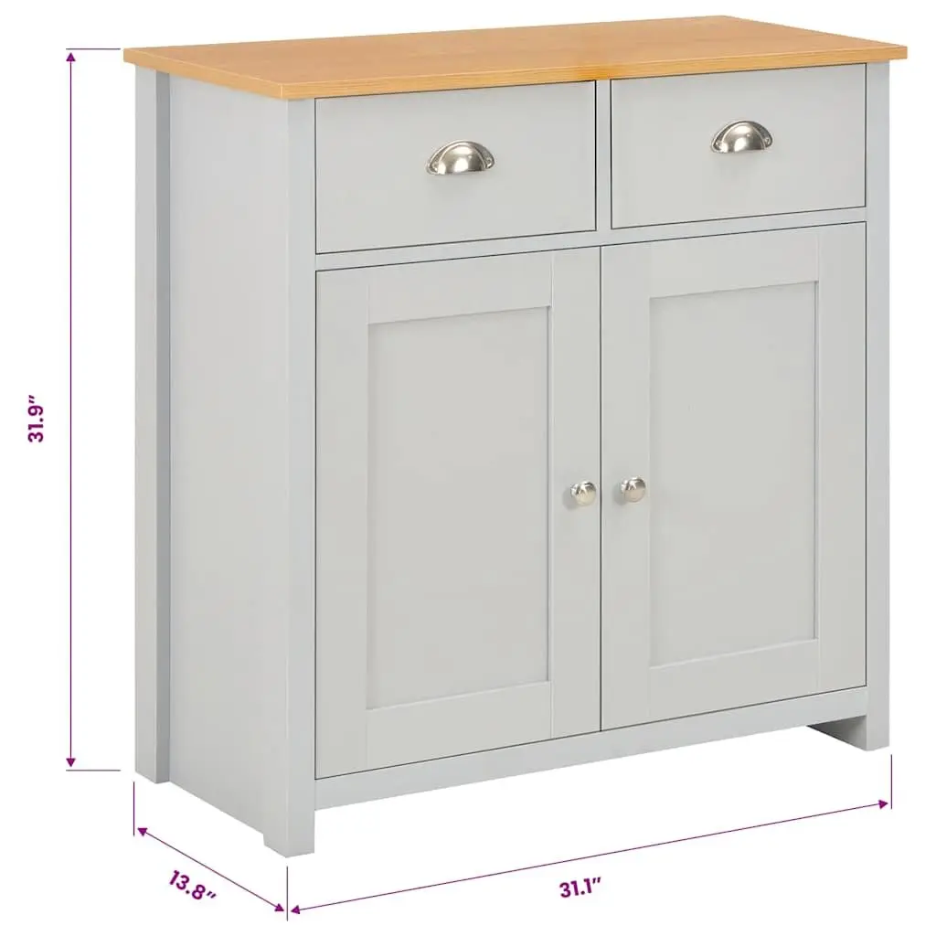 Grey Storage Sideboard Cabinet with Drawers and Doors