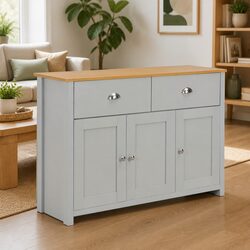 Grey Sideboard Storage Cabinet with 2 Drawers and 3 Doors