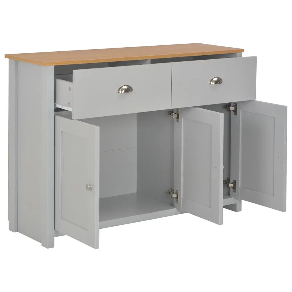 Grey Sideboard Storage Cabinet with 2 Drawers and 3 Doors