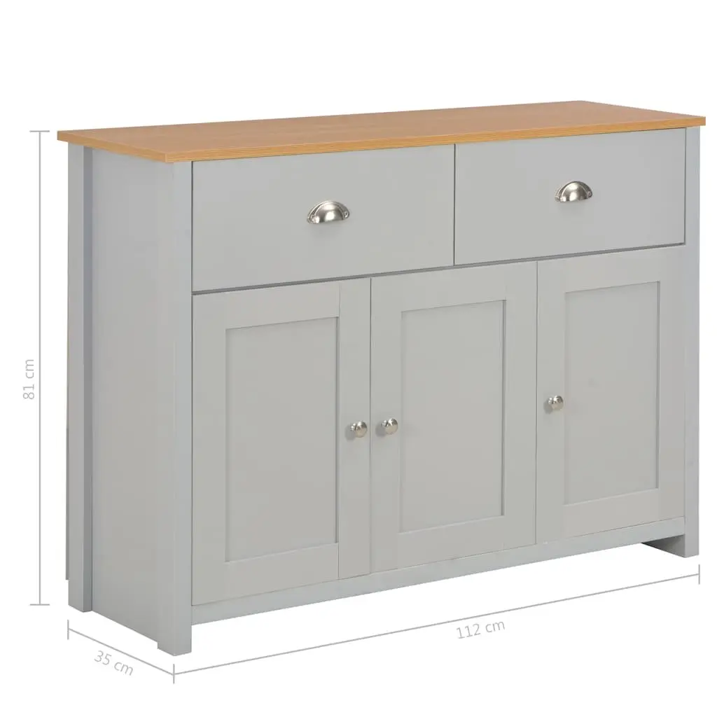 Grey Sideboard Storage Cabinet with 2 Drawers and 3 Doors