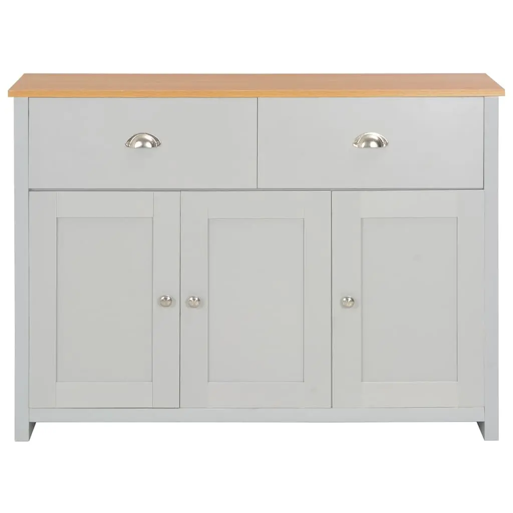 Grey Sideboard Storage Cabinet with 2 Drawers and 3 Doors