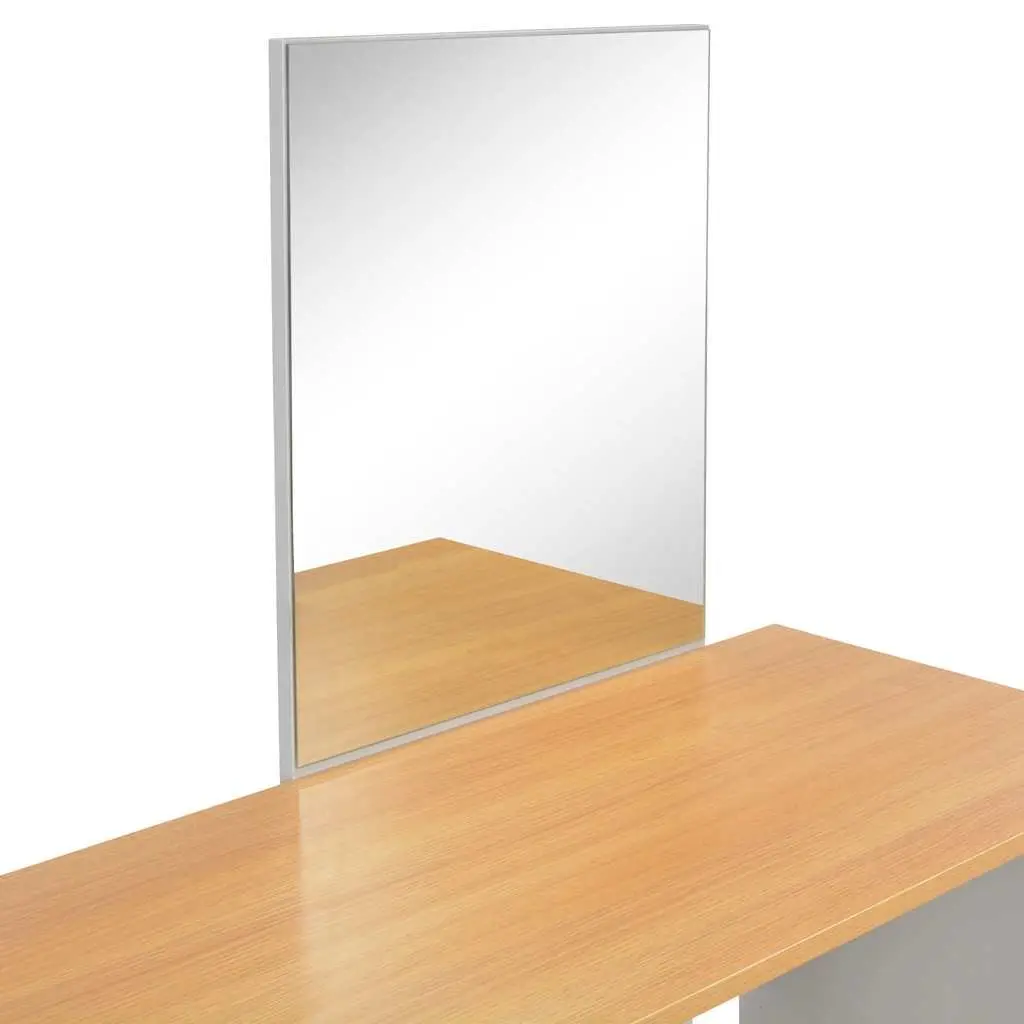 Grey Vanity Makeup Table with Mirror and Stool