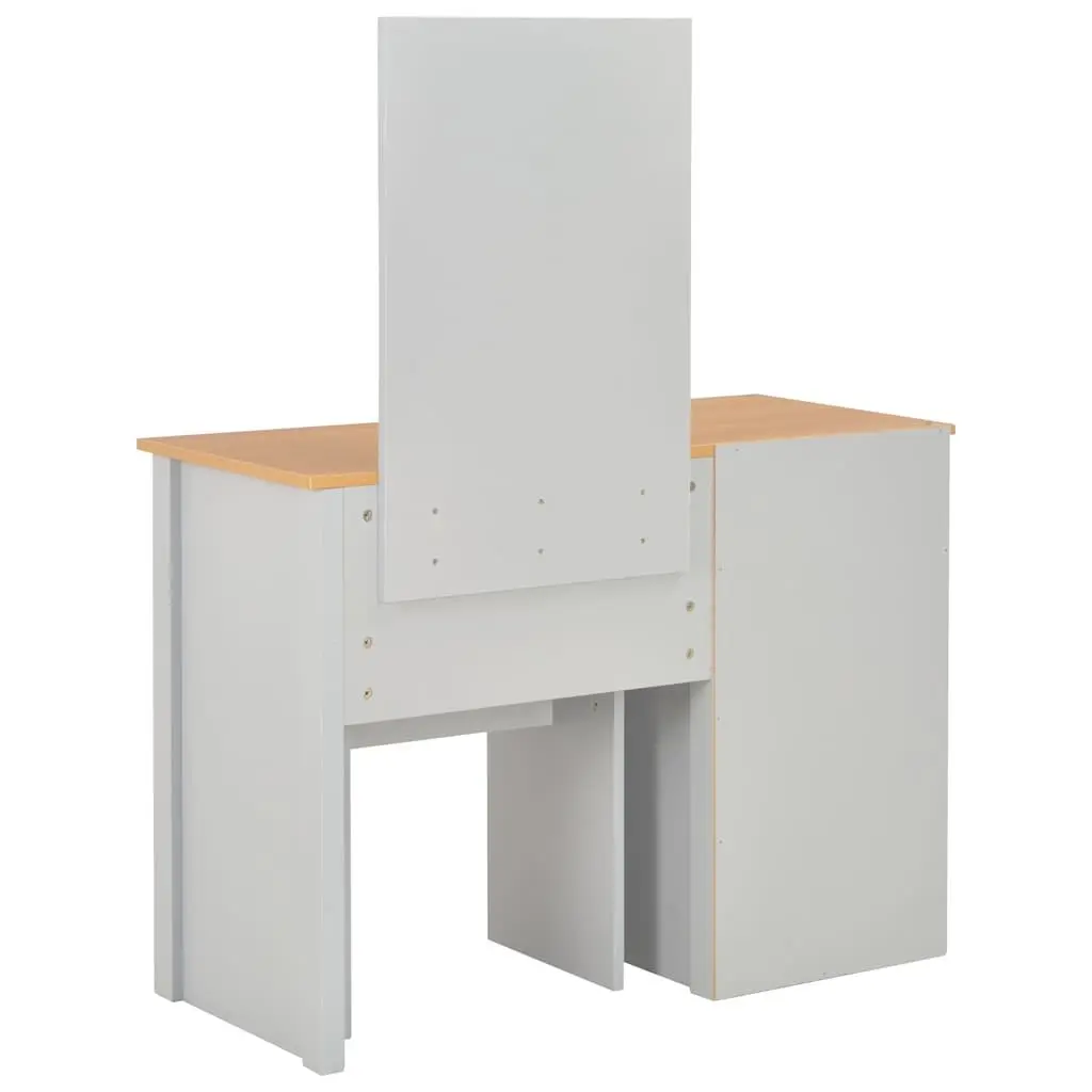 Grey Vanity Makeup Table with Mirror and Stool